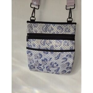 Animal Print Shoulder Bag Adjustable Star Strap Zip Accent White Blue Purple